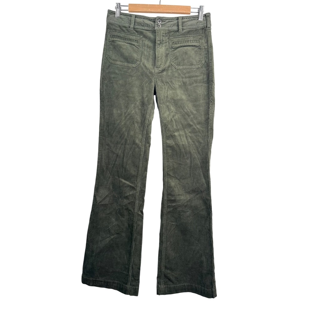 Pilcro Corduroy flare pants sz 28 Green Bootcut Patch preppy Y2K 90s